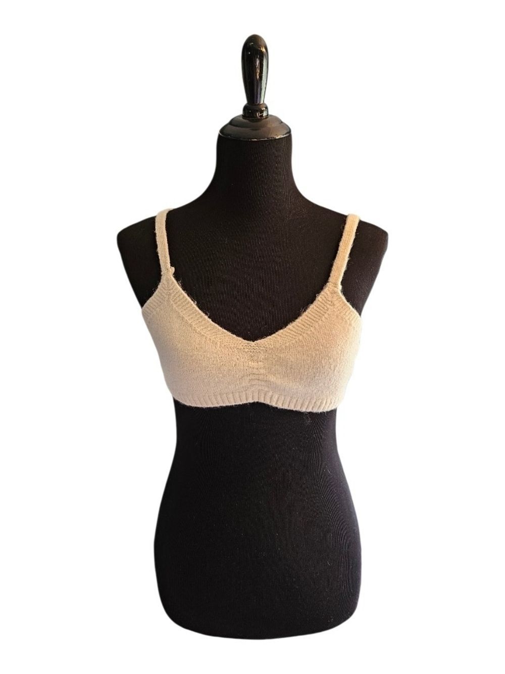 Princess Polly Fuzzy Knit Bralette XS/S Cream Coquette Soft Girl Crop Top